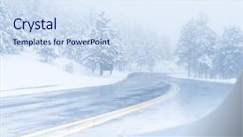  Presentation with winter driving - PPT theme featuring winter scene with icy slick background and a sky blue colored foreground