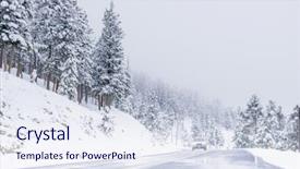  Presentation with winter driving - Beautiful presentation theme featuring winter scene with icy slick backdrop and a sky blue colored foreground