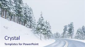  Presentation with winter scene - Presentation theme having winter scene with icy slick background and a sky blue colored foreground