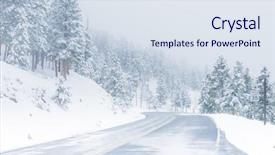  Presentation with winter driving - Slides featuring winter scene with icy slick background and a sky blue colored foreground