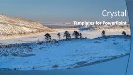  Presentation with rocky mountains - Slides consisting of winter-scenery-in-foothills background and a seafoam green colored foreground