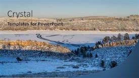  Presentation with rocky mountains - PPT layouts enhanced with winter-scenery-in-foothills background and a coral colored foreground