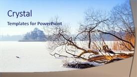  Presentation with poland - PPT layouts enhanced with winter scenery of frozen lake in poland background and a sky blue colored foreground