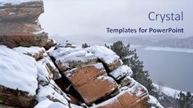  Presentation with alien in winter - Amazing PPT theme having winter-scenery-of-horsetooth-reservoir backdrop and a sky blue colored foreground