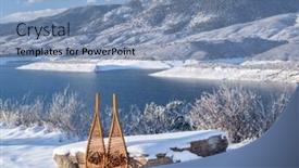  Presentation with colorado - PPT theme with winter-scenery-of-horsetooth-reservoir background and a light blue colored foreground