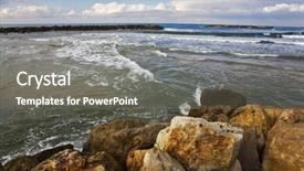  Presentation with coastal - PPT theme enhanced with winter sea coastal rocks on quay tel aviv background and a gray colored foreground