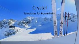  Presentation with ski - Audience pleasing slides consisting of winter season - mountains cable car backdrop and a light blue colored foreground