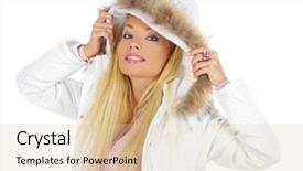  Presentation with sexy girl - Beautiful presentation theme featuring winter senses - beautiful and sexy blonde girl backdrop and a  colored foreground