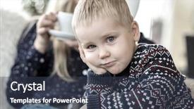  Presentation with child and adolescent - Audience pleasing presentation design consisting of winter senses - blond child looking at camera backdrop and a tawny brown colored foreground