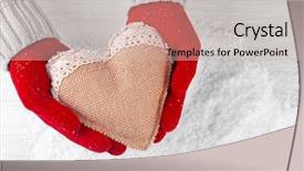  Presentation with nurse and patient holding hands - PPT theme having winter senses - hands in warm red gloves background and a  colored foreground