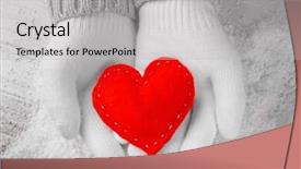  Presentation with waiter hand in white glove - Theme with winter senses - hands in warm white gloves background and a light gray colored foreground