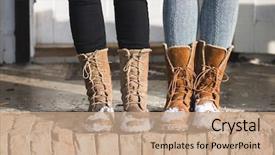  Presentation with shoes - Theme having winter shoes background and a coral colored foreground