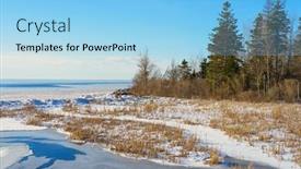  Presentation with marsh - Colorful presentation theme enhanced with winter-shoreline-with-salt-marsh backdrop and a light blue colored foreground