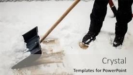  Presentation with blizzard - Colorful presentation theme enhanced with winter-shoveling-removing-snow backdrop and a light gray colored foreground