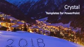  Presentation with 2018 - PPT theme consisting of winter ski - 2018 on snow at mountains background and a wine colored foreground