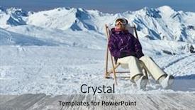  Presentation with sexy santa woman red - PPT theme with winter ski - woman at mountains in santa background and a lemonade colored foreground