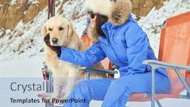  Presentation with ski - Presentation theme consisting of winter-ski-resort-a-beautiful background and a light blue colored foreground