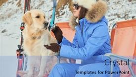  Presentation with ski - Presentation theme consisting of winter-ski-resort-a-beautiful background and a light blue colored foreground