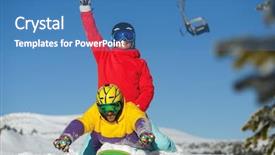  Presentation with winter sports - Beautiful slide set featuring winter ski resort sheregesh russia backdrop and a teal colored foreground