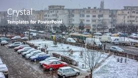  Presentation with snow flakes - Beautiful slide deck featuring winter-snow-storm-cars backdrop and a light blue colored foreground