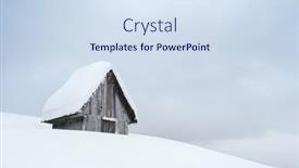  Presentation with cabin - Amazing slide set having winter-snowy-landscape-with-wooden backdrop and a sky blue colored foreground