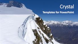  Presentation with blue mountain - Presentation design consisting of winter snowy mountain peak background and a ocean colored foreground