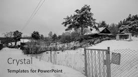  Presentation with clear sunny day rural landscape - Presentation with winter-snowy-rural-landscape background and a light gray colored foreground