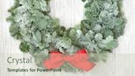  Presentation with festive season - Beautiful theme featuring winter-solstice-wreath-with-snow backdrop and a soft green colored foreground