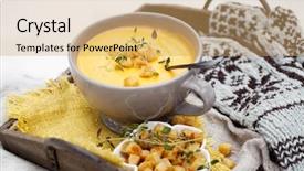  Presentation with soup - Audience pleasing slide set consisting of winter soup with sweet potatoes backdrop and a yellow colored foreground