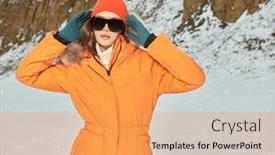  Presentation with ski - PPT theme with winter-sport-in-the-mountains background and a yellow colored foreground