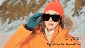  Presentation with ski - Presentation design consisting of winter-sport-in-the-mountains background and a  colored foreground