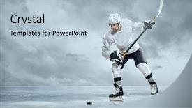  Presentation with winter sports - PPT layouts enhanced with winter sports - ice hockey players background and a light blue colored foreground