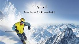  Presentation with winter sports - PPT theme with winter sports - skier in high mountains background and a light blue colored foreground