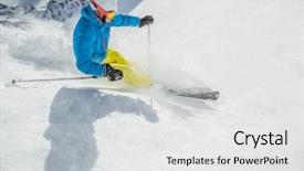  Presentation with winter sports - PPT theme enhanced with winter sports - skier on pise in high background and a white colored foreground
