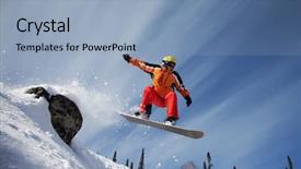  Presentation with winter sports - Presentation theme having winter sports - snowboarder jumping through air background and a light blue colored foreground