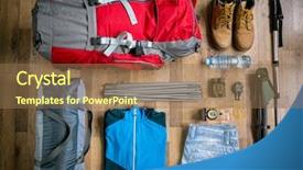  Presentation with travel - Slide deck having winter sports - travel things on the floor background and a coral colored foreground