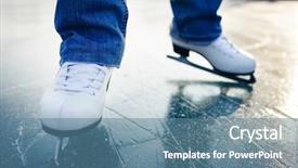  Presentation with winter sports - Colorful theme enhanced with winter sports - young woman ice skating outdoors backdrop and a teal colored foreground