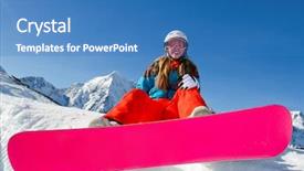  Presentation with winter sports - Presentation theme having winter sports - portrait of young snowboarder girl background and a teal colored foreground