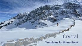  Presentation with winter sports - Presentation theme consisting of winter-sports-young-man-walking background and a lemonade colored foreground