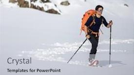  Presentation with winter sports - Slide set consisting of winter-sports-young-man-walking background and a lemonade colored foreground