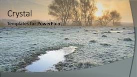  Presentation with grass meadow friendship youth - Theme with winter spring - frosted autumn meadow at dawn background and a coral colored foreground