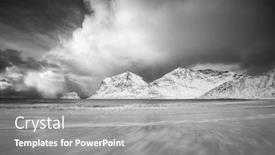  Presentation with stormy sea waves - Amazing PPT theme having winter-stormy-weather-at-sea backdrop and a gray colored foreground