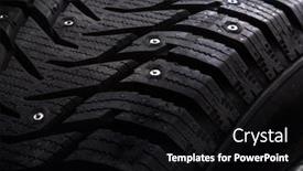  Presentation with tire - Audience pleasing PPT theme consisting of winter studded car tire with snow spikes backdrop and a black colored foreground