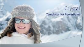  Presentation with fun - Amazing PPT layouts having winter sun snow and fun - little girl portrait - space for text backdrop and a sky blue colored foreground