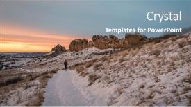  Presentation with devils - PPT theme enhanced with winter-sunrise-over-a-trail background and a light blue colored foreground