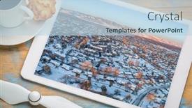  Presentation with residential - PPT theme enhanced with winter-sunrise-over-residential-area background and a  colored foreground