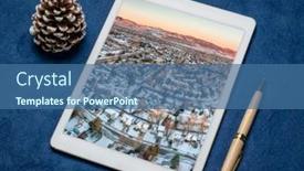  Presentation with fort - Presentation consisting of winter-sunrise-over-rocky-mountains background and a ocean colored foreground