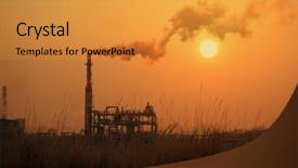  Presentation with global warming - PPT theme with winter sunset global warming concept background and a gold colored foreground