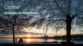  Presentation with reflecting - PPT theme having winter-sunset-in-vasteras-sweden background and a ocean colored foreground