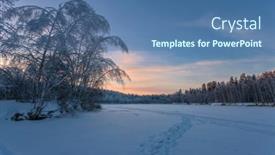  Presentation with winter forest - Presentation design having winter-sunset-near-the-forest background and a ocean colored foreground